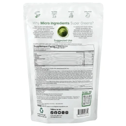 Micro Ingredients, Super Greens, суперфуды в порошке, оригинальный вкус, 454 г (1 фунт)