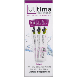 Ultima Replenisher, Электролит в порошке, Виноград, 10 пакетов, 0,12 унции (3,4 г) каждый