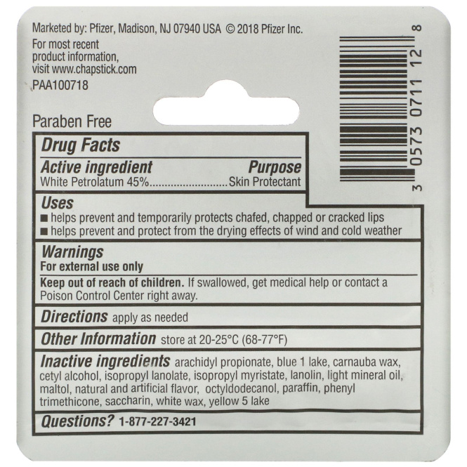 Chapstick, Защитный бальзам для губ, «Классическая мята», 4 г