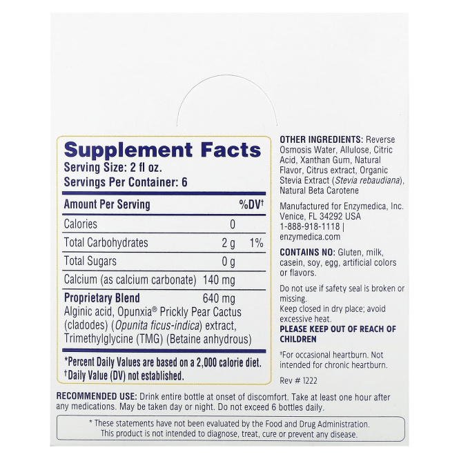 Enzymedica, Средство от изжоги, 6 флаконов по 2 жидк. унц.
