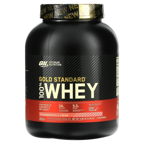Optimum Nutrition, Gold Standard 100% Whey, Strawberries & Cream, 4.98 lb (2.26 kg)