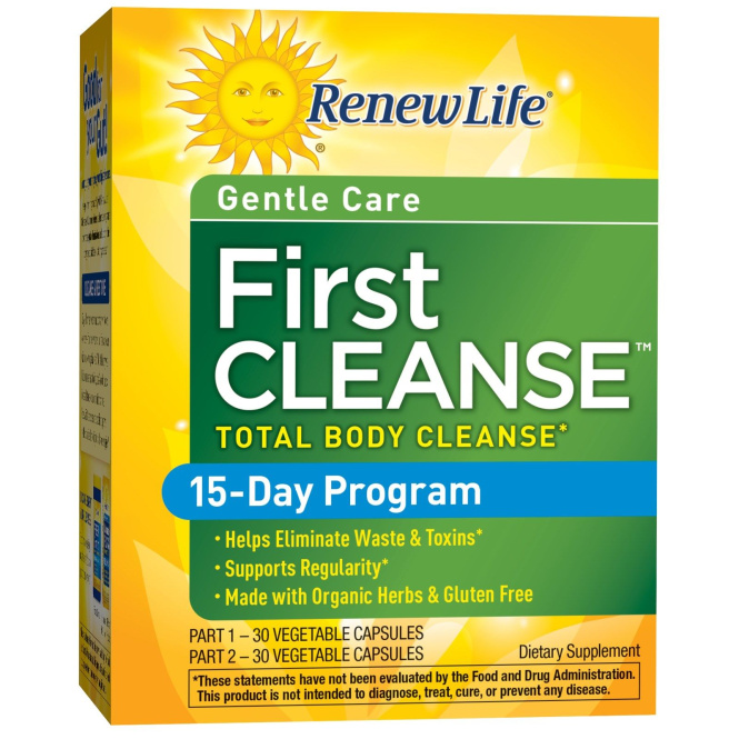 Renew Life, Gentle Care, First Cleanse, 2 бутылочки по 30 вегетарианских капсул