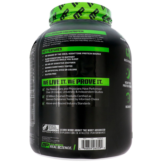 MusclePharm, Combat, 100%-ный казеин, шоколадное молоко, 1814 г (64 унц.)