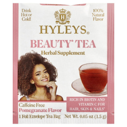 Hyleys Tea, Beauty Tea, гранат, без кофеина, 25 чайных пакетиков в фольгированных пакетиках по 1,5 г (0,05 унции)