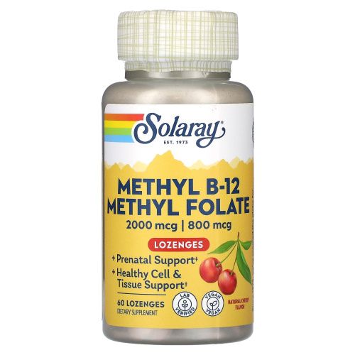 Solaray, Метилфолат метил B-12 , натуральный вишневый вкус, 60 леденцов