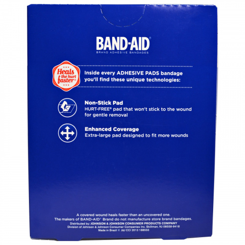 Band Aid, Adhesive Bandages, Adhesive Pads, Large, 10 Pads