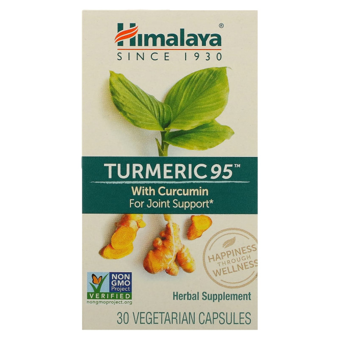 Himalaya, Turmeric 95 с куркумином для поддержки суставов, 30 растительных капсул