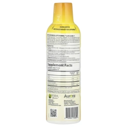 Aurora Nutrascience, Mega-Liposomal Curcumin+, Мега липосомальный куркумин, со вкусом органических фруктов, 600 мг, 480 мл (16 жидк. унций)