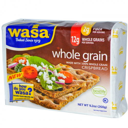 Wasa Flatbread, Хрустящие хлебцы, цельнозерновые, 9,2 унции (260 г)