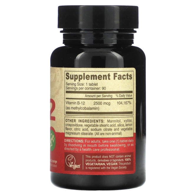 Deva, быстрорастворимый витамин B12, для веганов, 2500 мкг, 90 таблеток