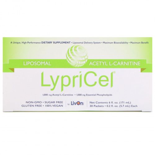 LypriCel, Липосомал, ацетил L-карнитин, 30 упаковок, 5,7 мл (0,2 жидкие унции) каждая
