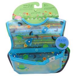 Green Sprouts, Слюнявчики Snap & Go для протирания 9-18 месяцев (Aqua Space) 3 упаковки
