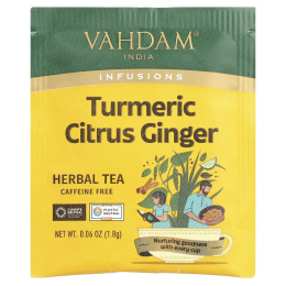 VAHDAM India, Infusions, травяной чай, куркума и цитрус имбирь, без кофеина, 18 пакетиков для заваривания, 32,4 г (1,14 унции)