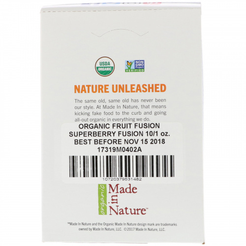 Made in Nature, Сочетание органических фруктов, Суперягодный суперснек, Упаковка из 10 штук, 1 унц. (28 г) каждый