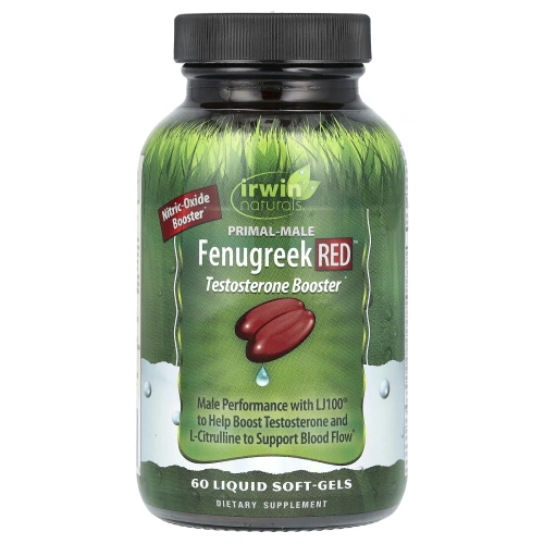 Irwin Naturals, Пажитник RED с бустером оксида азота, 60 желатиновых капсул