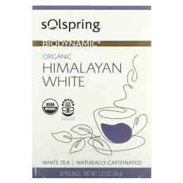 Dr. Mercola, Solspring®, Biodynamic®, органический гималайский белый чай, 18 чайных пакетиков, 36 г (1,27 унции)
