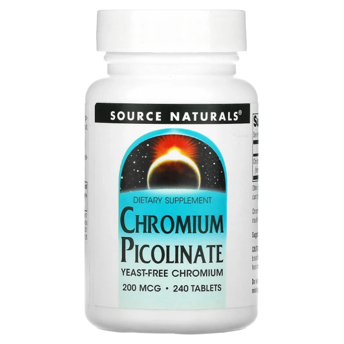 Source Naturals, Пиколинат хрома, 200 мкг, 240 таблеток
