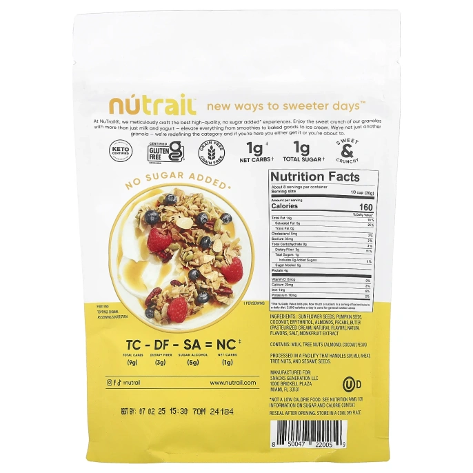 NuTrail, Nut Granola, мед и орех, 227 г (8 унций)