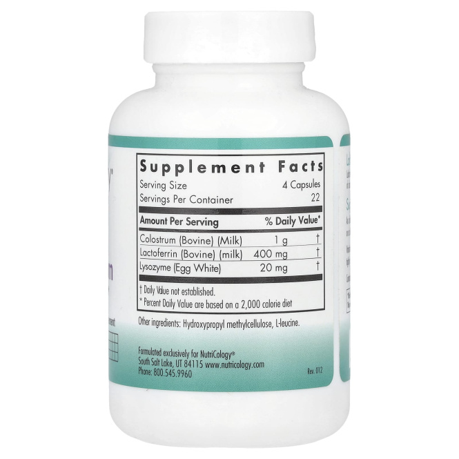 Nutricology, Лактоферрин с молозивом, 90 вегетарианских капсул