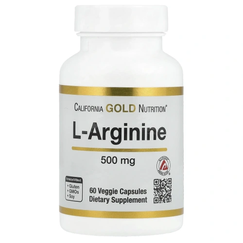 California Gold Nutrition, L-аргинин, AjiPure, 500 мг, 60 растительных капсул