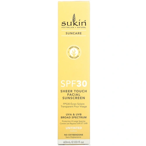 Sukin, Sheer Touch, солнцезащитное средство для лица, SPF 30, без тонирующего эффекта, 60 мл (2,03 жидк. унции)