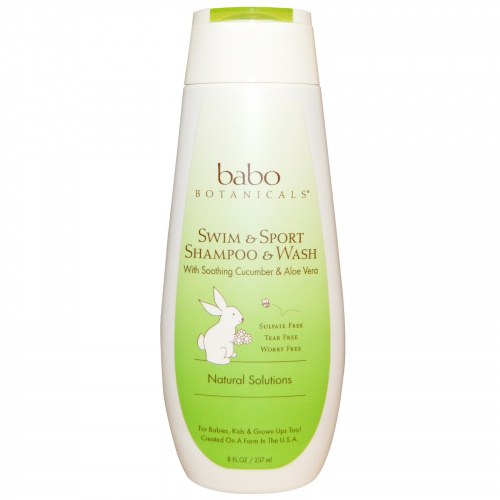 Babo Botanicals, Swim & Sport Shampoo & Wash, with Soothing Cucumber & Aloe Vera, 8 fl oz (237 ml)