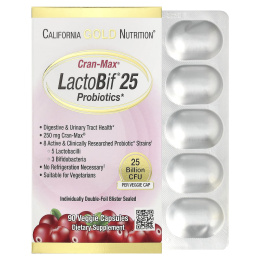 California Gold Nutrition, CranMax®, LactoBif®, пробиотики, 25 млрд КОЕ, 90 веганских капсул