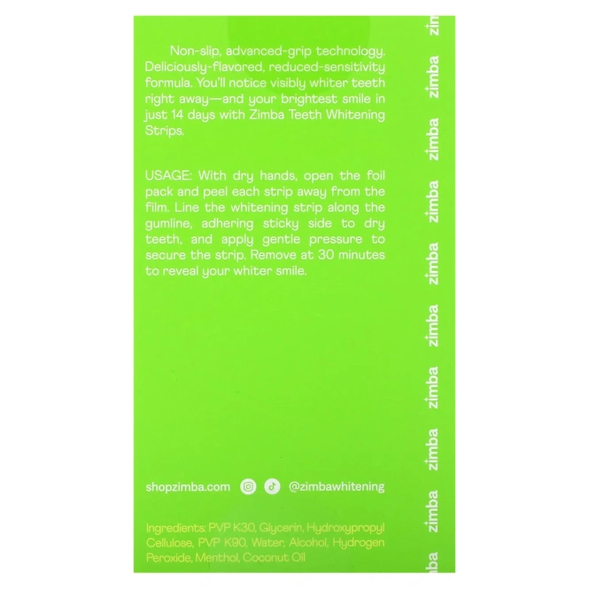 Zimba, полоски для отбеливания зубов, кокос, 14 шт.