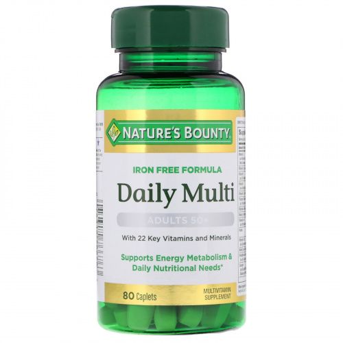 Nature's Bounty, Ежедневные мультивитамины, Для взрослых 50+, 80 каплетов