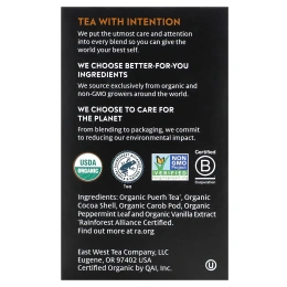 Choice Organic Teas, Puerh Tea, какао и мята, 16 чайных пакетиков, 32 г (1,12 унции)