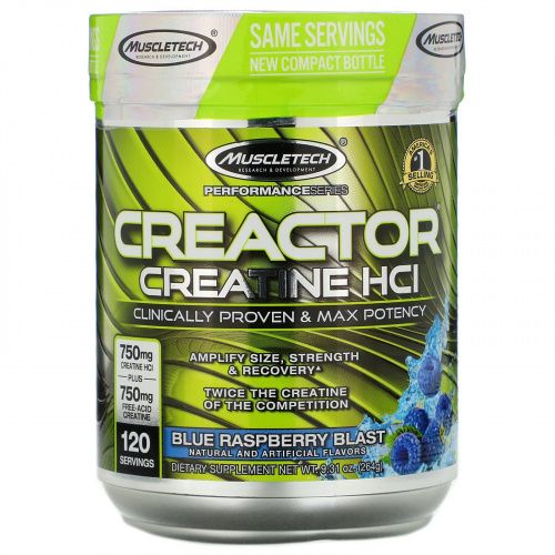 Muscletech, Performance Series, CREACTOR, Creatine HCI, Blue Raspberry Blast, 9.31 oz (264 g)