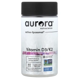 Aurora Nutrascience, витамины D3 и K2, 60 капсул