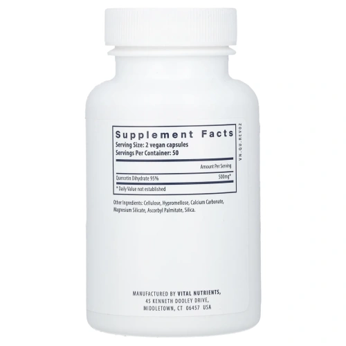Vital Nutrients, Кверцетин, 250 мг, 100 вегетарианских капсул