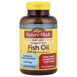 Nature Made, рыбий жир, без отрыжки, 1200 мг, 120 капсул