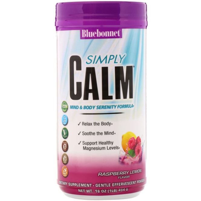Bluebonnet Nutrition, Сухая смесь Simply Calm, Вкус малины и лимона, 16 унц. (454 г)