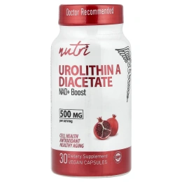 Nutri, уролитин A диацетат, 30 веганских капсул (250 мг в 1 капсуле)