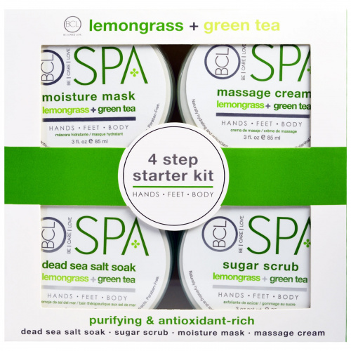 Petal Fresh, Спа, начальный набор для 4 шагов, очищает и насыщен антиоксидантами, длемонграсс и зеленый чай, 4 шт по 85 мл (3 жидкие унции) каждая