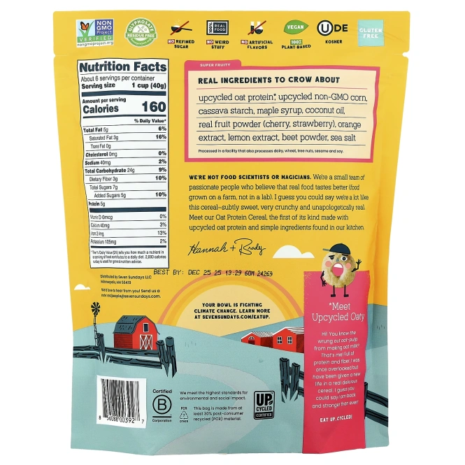 Seven Sundays, Овсяные протеиновые хлопья, суперфрукты, 227 г (8 унций)