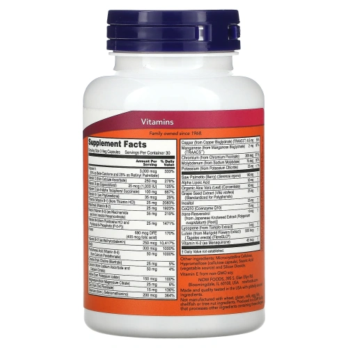NOW Foods, ADAM, превосходные мультивитамины для мужчин, 90 растительных капсул