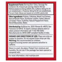 NuStrips, Energy In A Strip™, корица и ваниль, 30 полосок