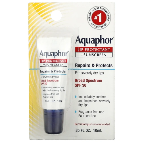 Aquaphor, Средство для защиты губ и солнцезащитное средство, широкий спектр защиты, SPF 30, 10 мл (0,35 жидк. Унции)