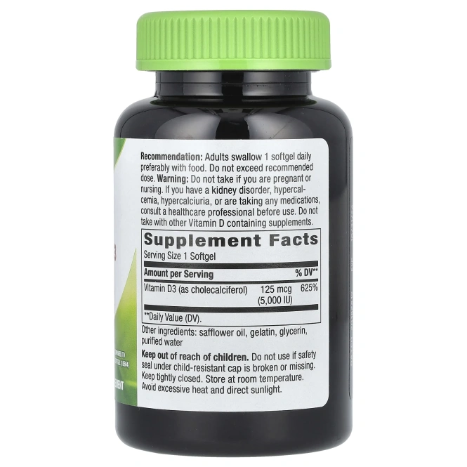 Nature's Way, Витамин D3, 5000 МЕ, 240 гелевых капсул