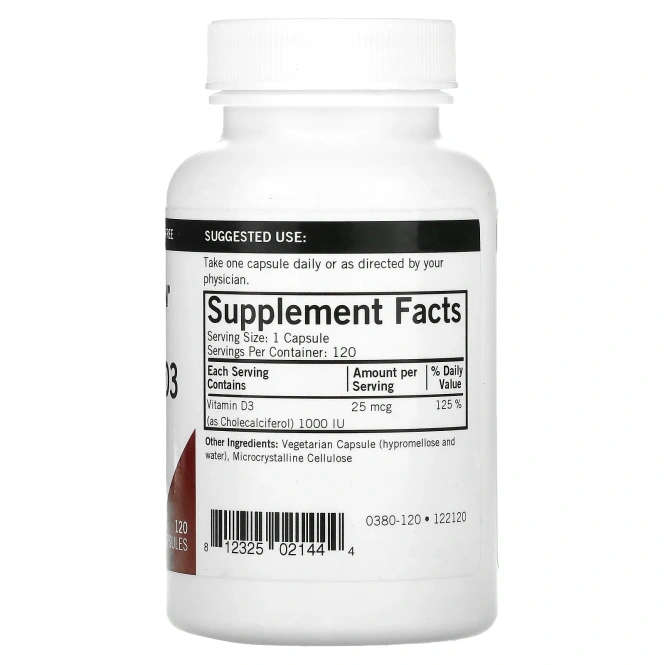 Kirkman Labs, Витамин D3, 1000 МЕ, 120 капсул