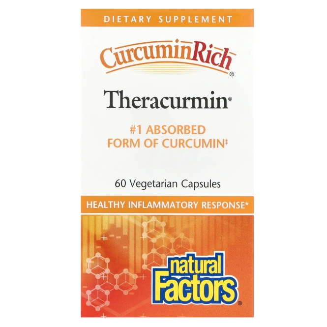 Natural Factors CurcuminRich Theracurmin Куркумин, 60 вегетарианских капсул