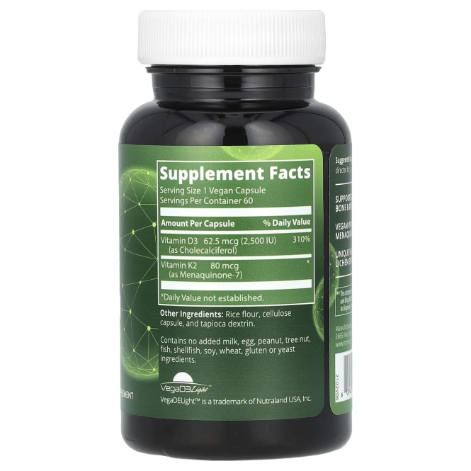 MRM Nutrition Vegan Витамины D3 и K2, 60 растительных капсул