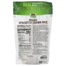 NOW Foods, Real Food, органический проросший бурый рис, необработанный, 454 г (16 унций)