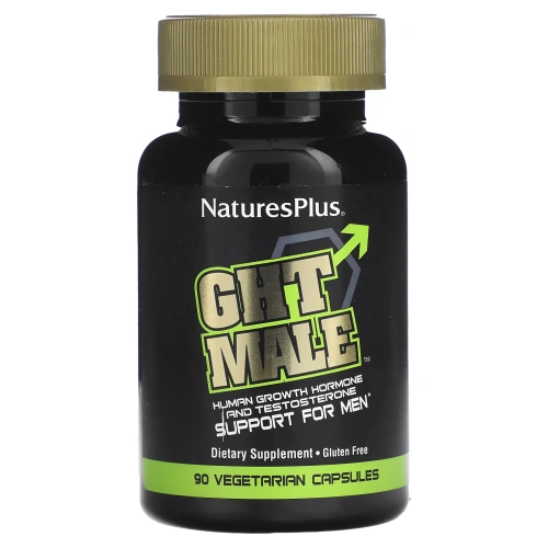 Nature's Plus, GHT Male, гормон роста человека для мужчин, с тестостероном, 90 капсул