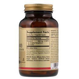 Solgar, Натуральный витамин Е в сухой форме, 400 МЕ, 100 растительных капсул