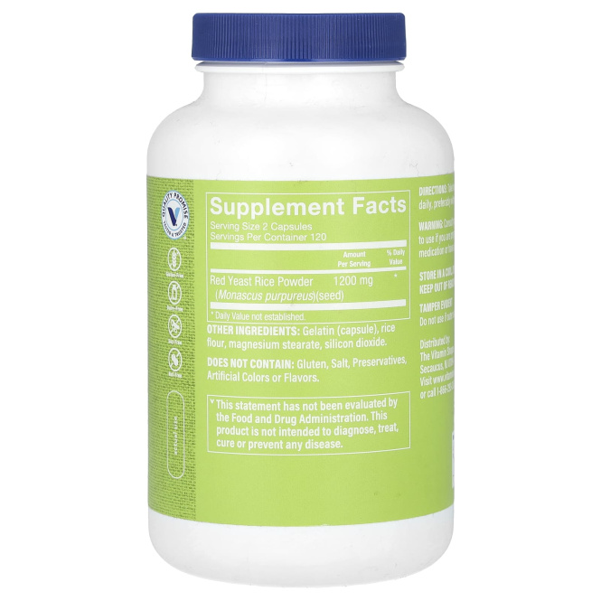 The Vitamin Shoppe, красный ферментированный рис, 1200 мг, 240 капсул (600 мг в 1 капсуле)