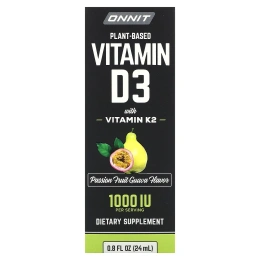 Onnit, Растительный витамин D3 с витамином K2, гуава из маракуйи, 1000 МЕ, 24 мл (0,8 жидк. унц.)